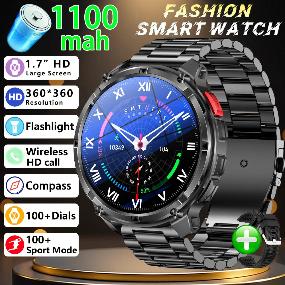 Reloj Inteligente HT33 con Linterna LED, Batería 1100mAh y Llamadas Bluetooth