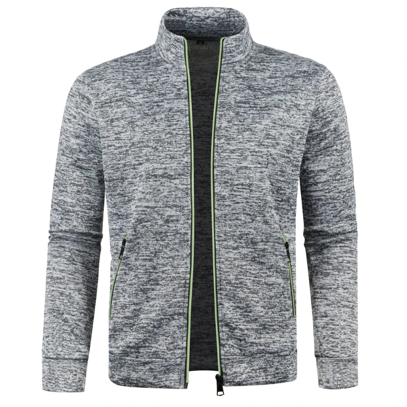 Otoño e Invierno, nuevo suéter largo con cremallera y mangas de bloque de Color para hombre, suéter fino de felpa, chaqueta informal ajustada, abrigo cómodo