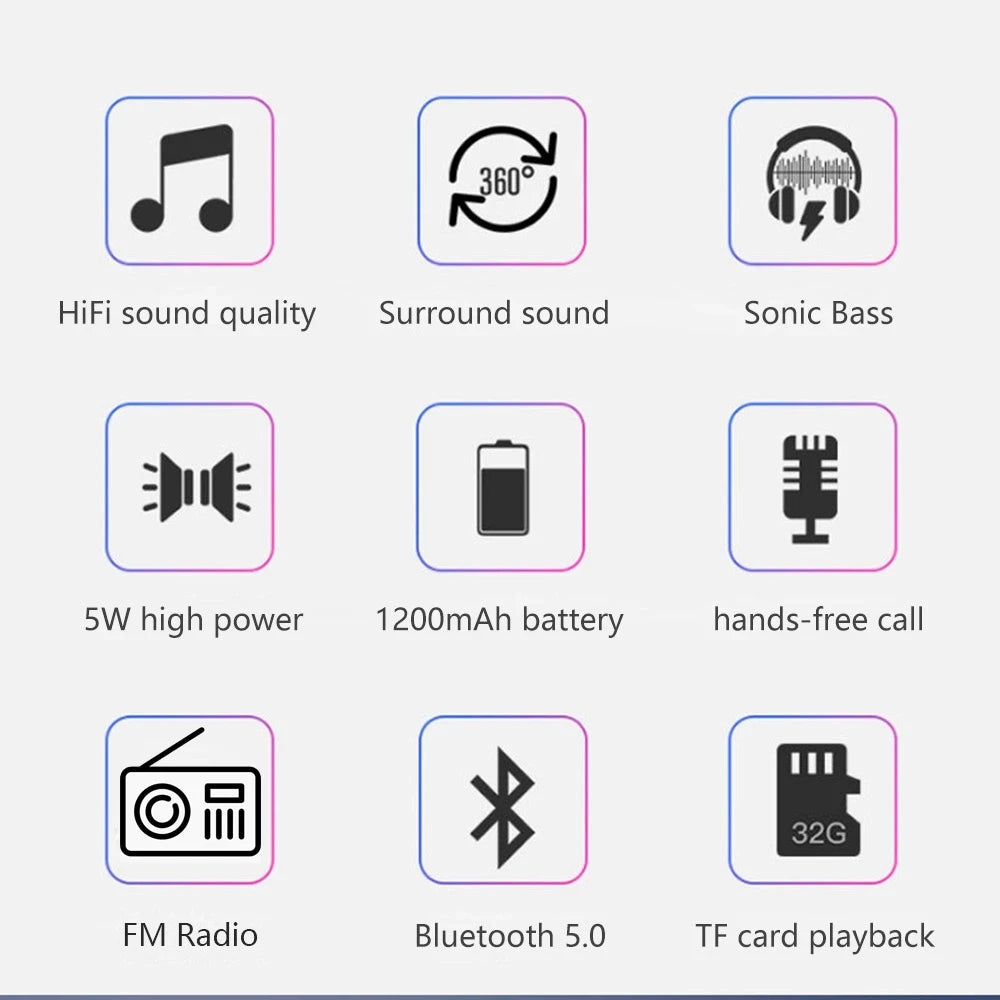Receptor de Radio FM para exteriores, altavoz inalámbrico Aux portátil con Bluetooth, Subwoofer, caja de sonido de música, Bluetooth de alta fidelidad para el hogar y el coche
