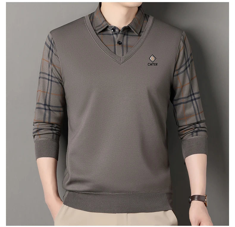 Suéter de Punto a Cuadros para Hombre | Cuello Cuadrado