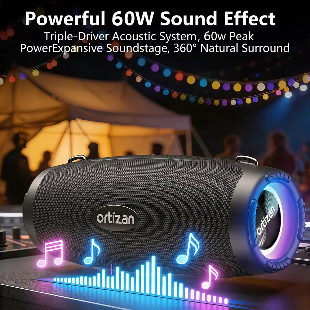 Altavoz Bluetooth Portátil Ortizan M8, Altavoz Inalámbrico para Exteriores con Resistencia al Agua IPX7, Bluetooth 6.0, Subwoofer Boombox para Fiestas