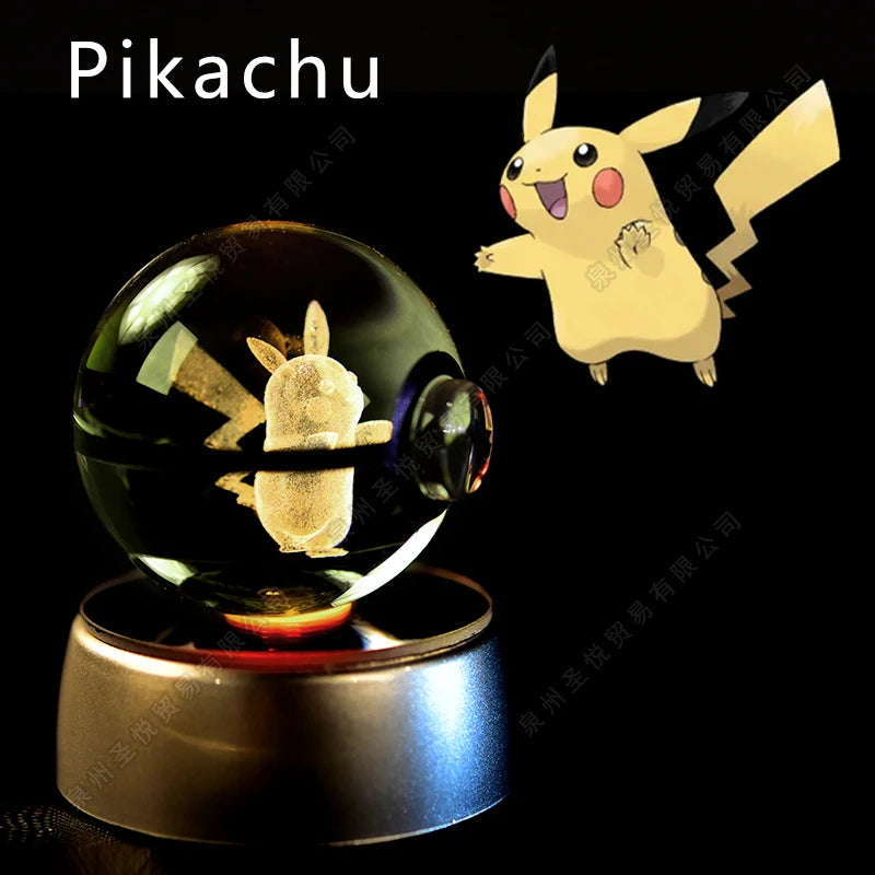 Lámpara Nocturna Pokémon Bola de Cristal 3D Pikachu