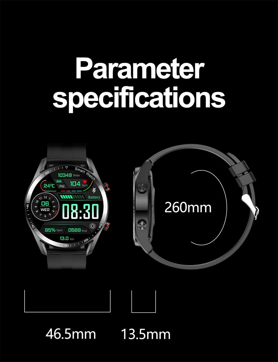 ECG + PPG Bluetooth llamada reloj inteligente hombres láser salud presión arterial Fitnes relojes deportivos hombre deportes impermeable Smartwatch + caja