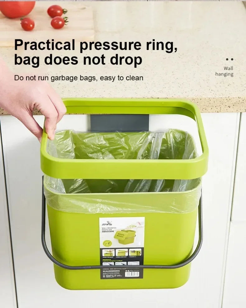 Cubo de basura colgante con tapa silenciosa de 3L a 12L para cocina y baño