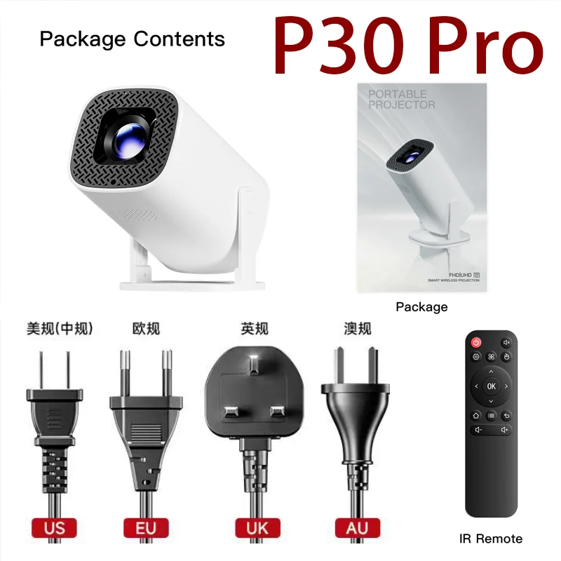 Mini proyector P30 Pro, Android 14, WiFi 6, Bluetooth 5.0, resolución 720P