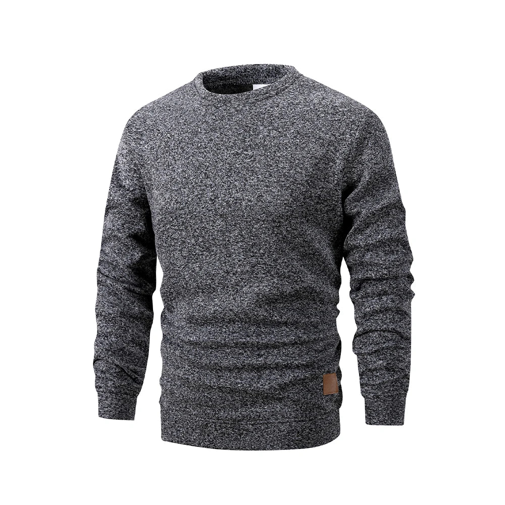 Suéter de punto para hombre, cuello redondo, colores sólidos