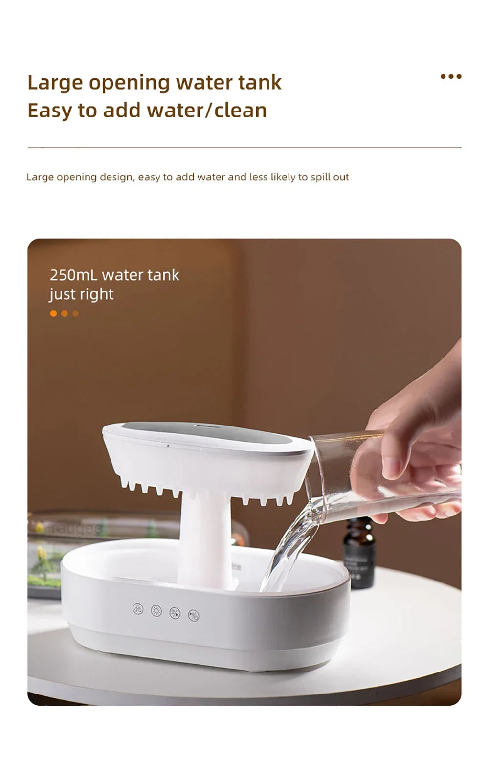 Nuevo humidificador de aire de gota de lluvia, humidificador de Aroma, luz de ambiente colorida, ruido blanco, música esencial, difusor de fragancia de aceite para el hogar