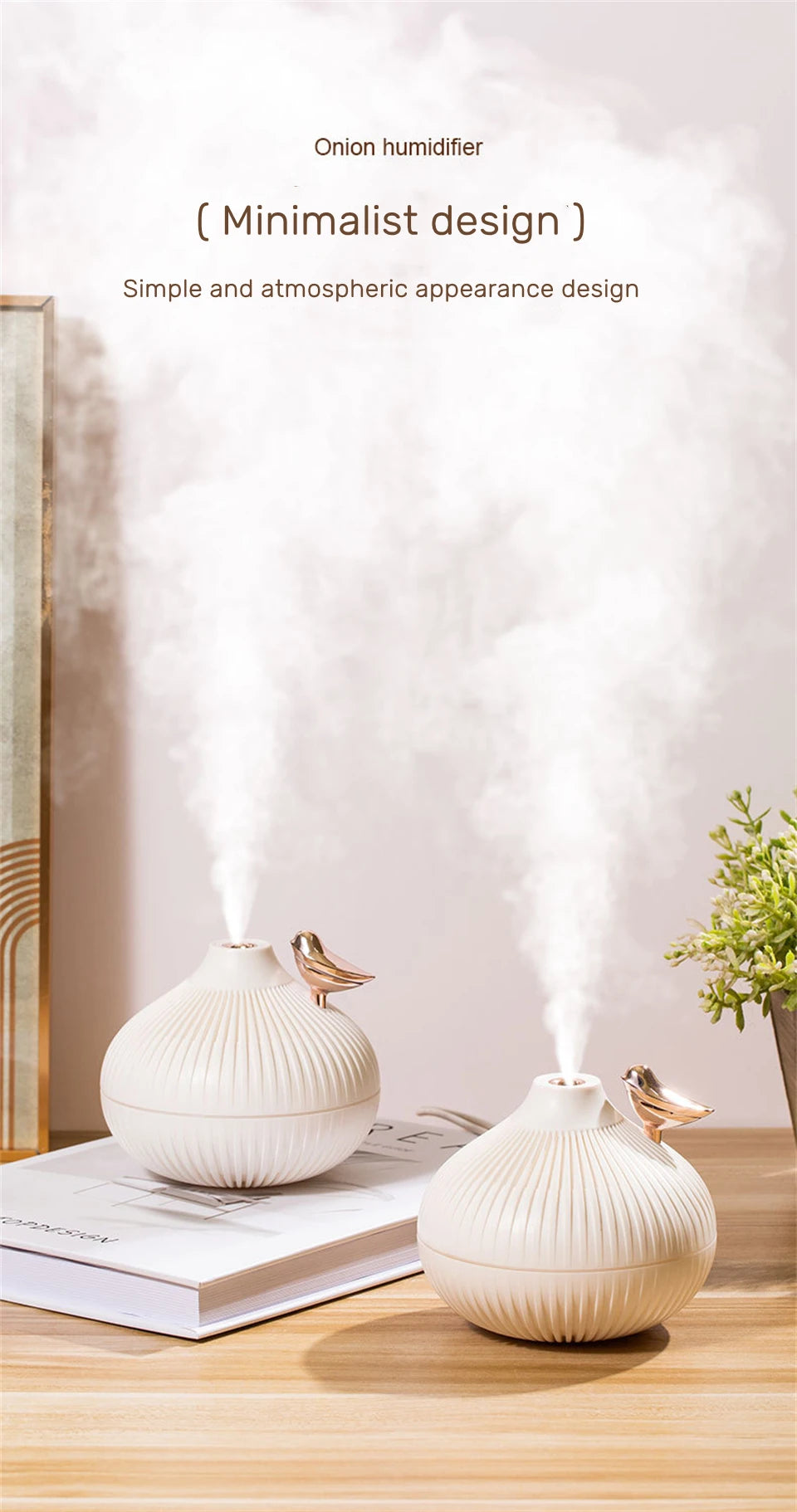 Humidificador USB 300ml con Luz LED Nocturna