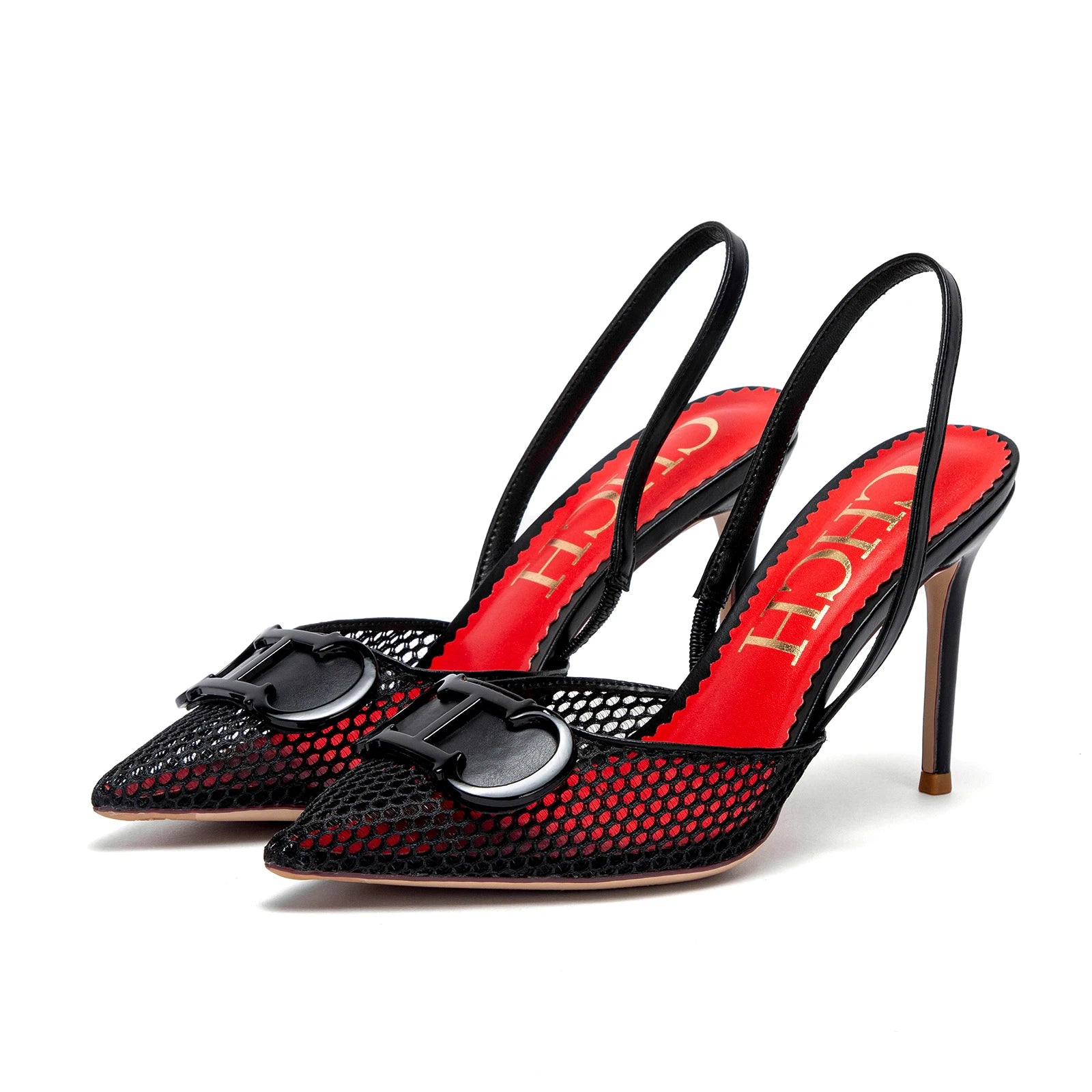 Stilettos de Tacón Alto con Malla para Mujer - Correa en T