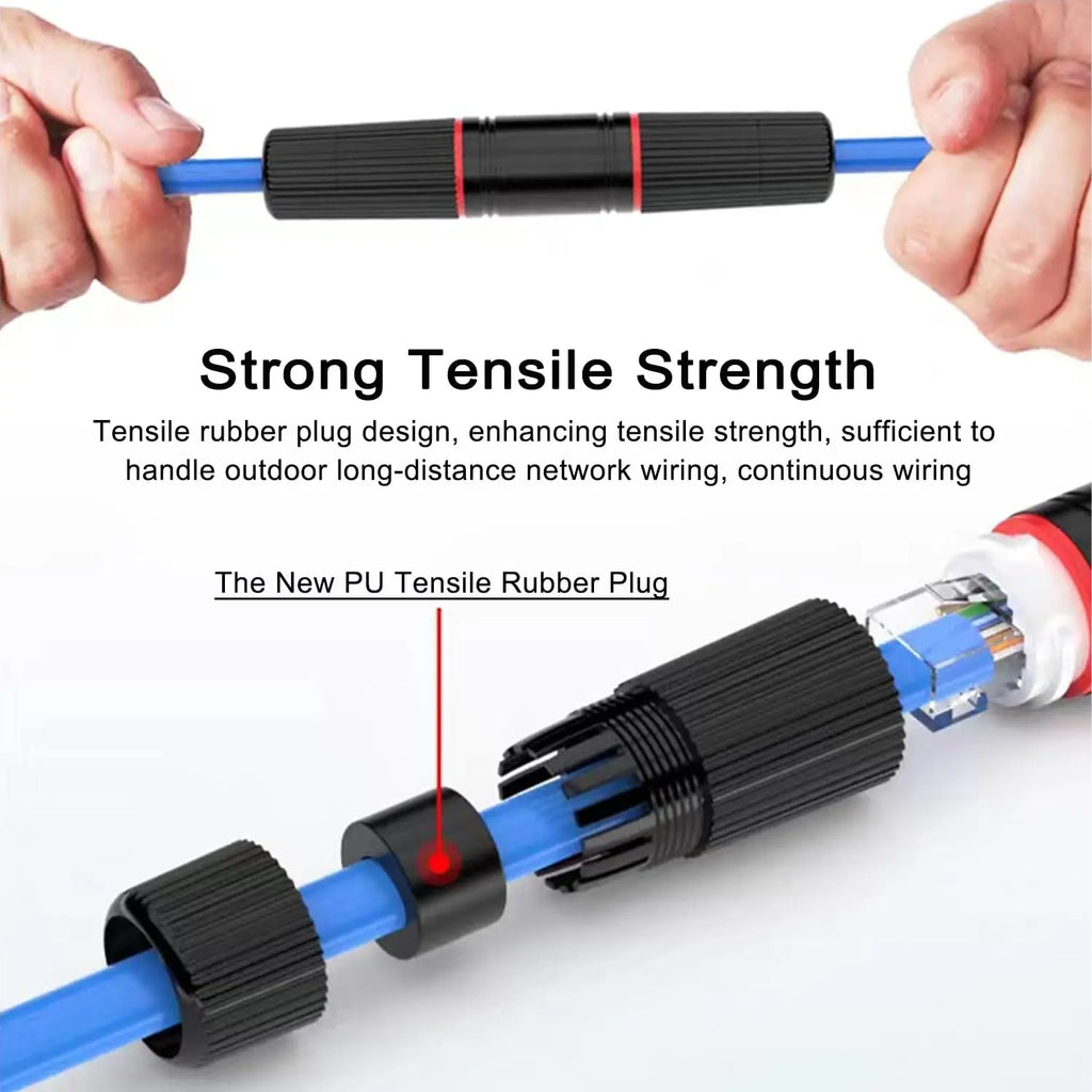 Conector RJ45 impermeable IP67 para extensión de cable Ethernet exterior