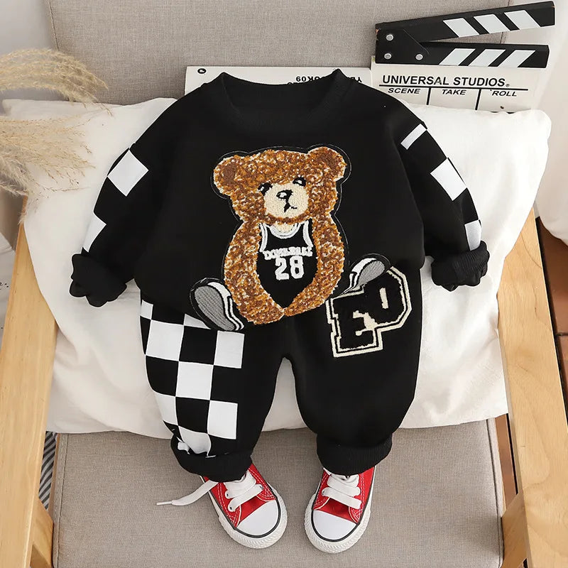 Sudaderas con capucha de moda para bebés, conjuntos de ropa para niños y niñas, sudadera de manga larga y pantalones, traje informal para primavera y otoño