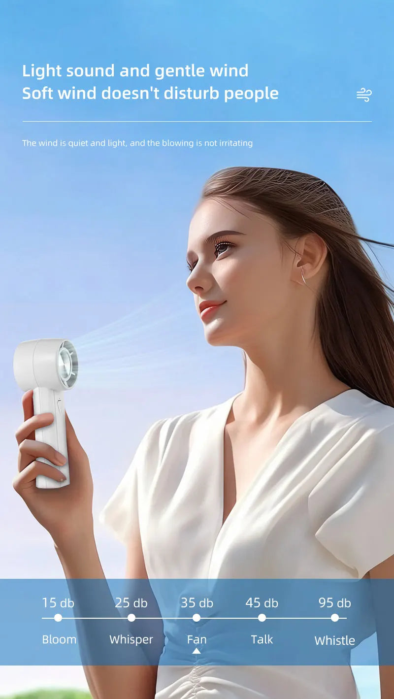 Ventilador portátil de mano, Mini ventilador de carga USB para el hogar de 1800mAh, carga USB de alta velocidad, ventilador de mano de refrigeración para acampar al aire libre