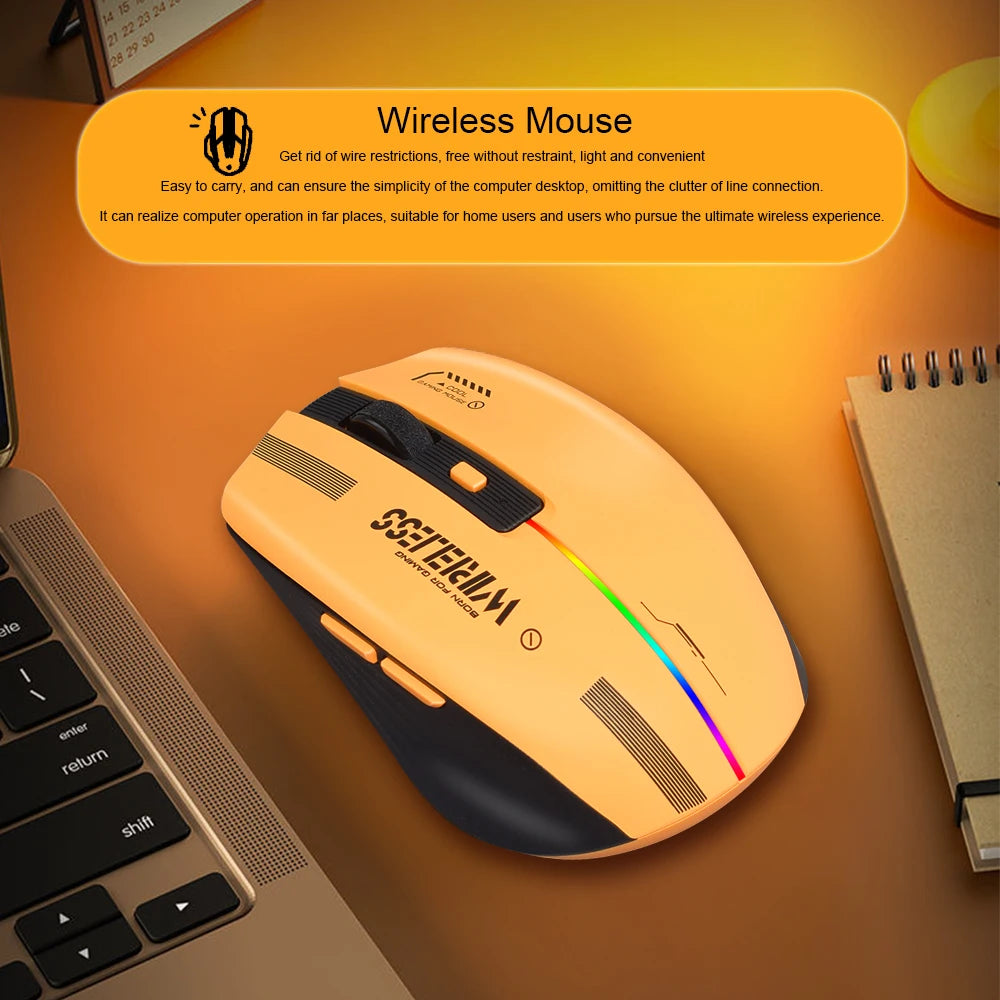 Ratón ergonómico recargable para juegos LT-T19, USB 2,4G, luz RGB inalámbrica, ordenadores de escritorio, portátiles y portátiles