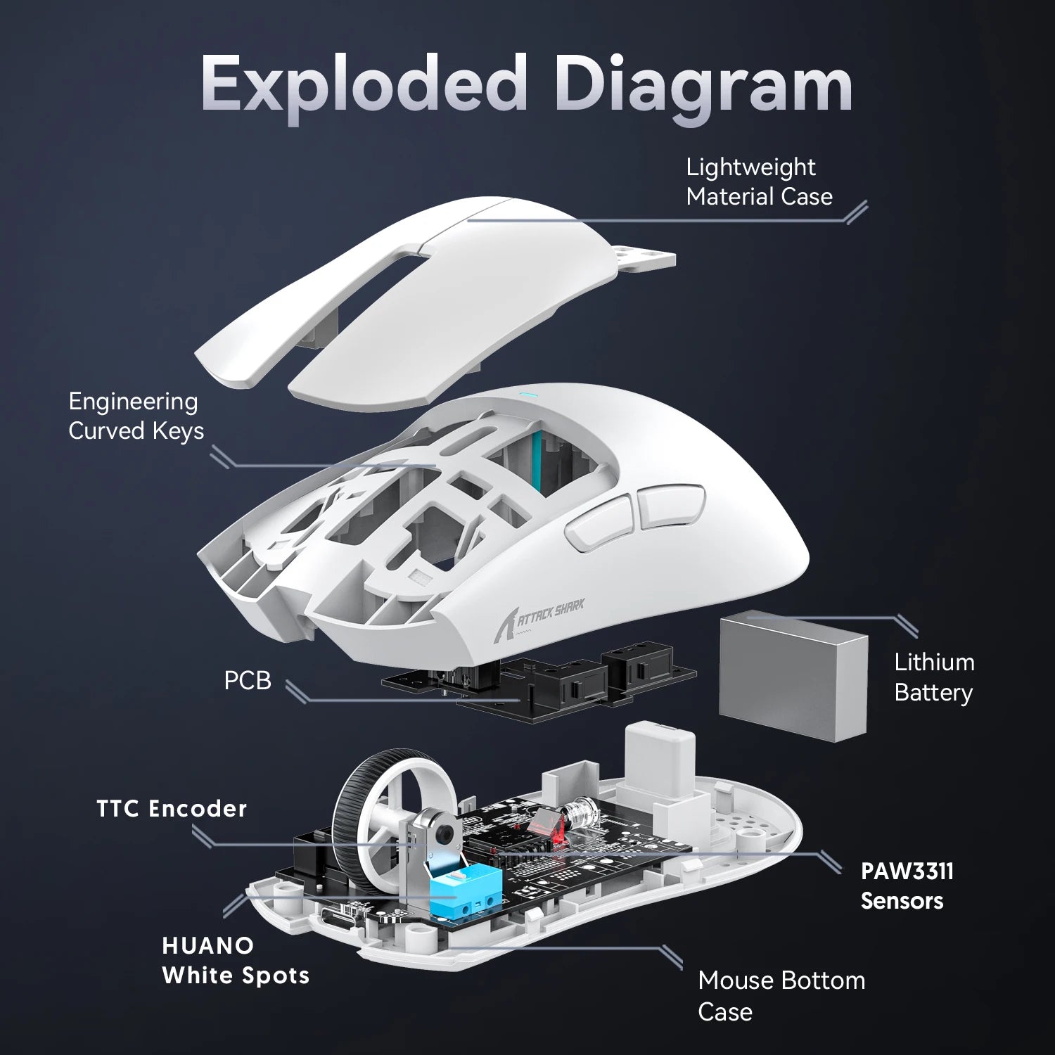 Ratón inalámbrico Bluetooth Attack Shark X11, tres modos, 2,4G, PAW3311, RGB, base de carga magnética para PC, ratón para juegos de deportes electrónicos
