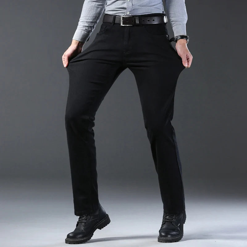 Pantalones Vaqueros Coreanos para Hombre, Elásticos, Ajuste Regular