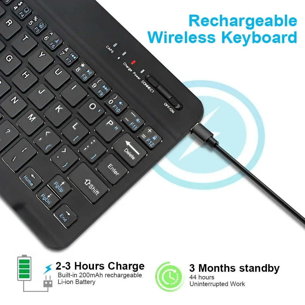 Teclado Bluetooth para iPad de 10.ª Generación, iPad Pro 13, 12, 11, 10, 9, 8, 7 Pulgadas, iPad Air 13, iPad de 11.ª Generación, iPad Mini, Tablets Samsung y Xiaomi