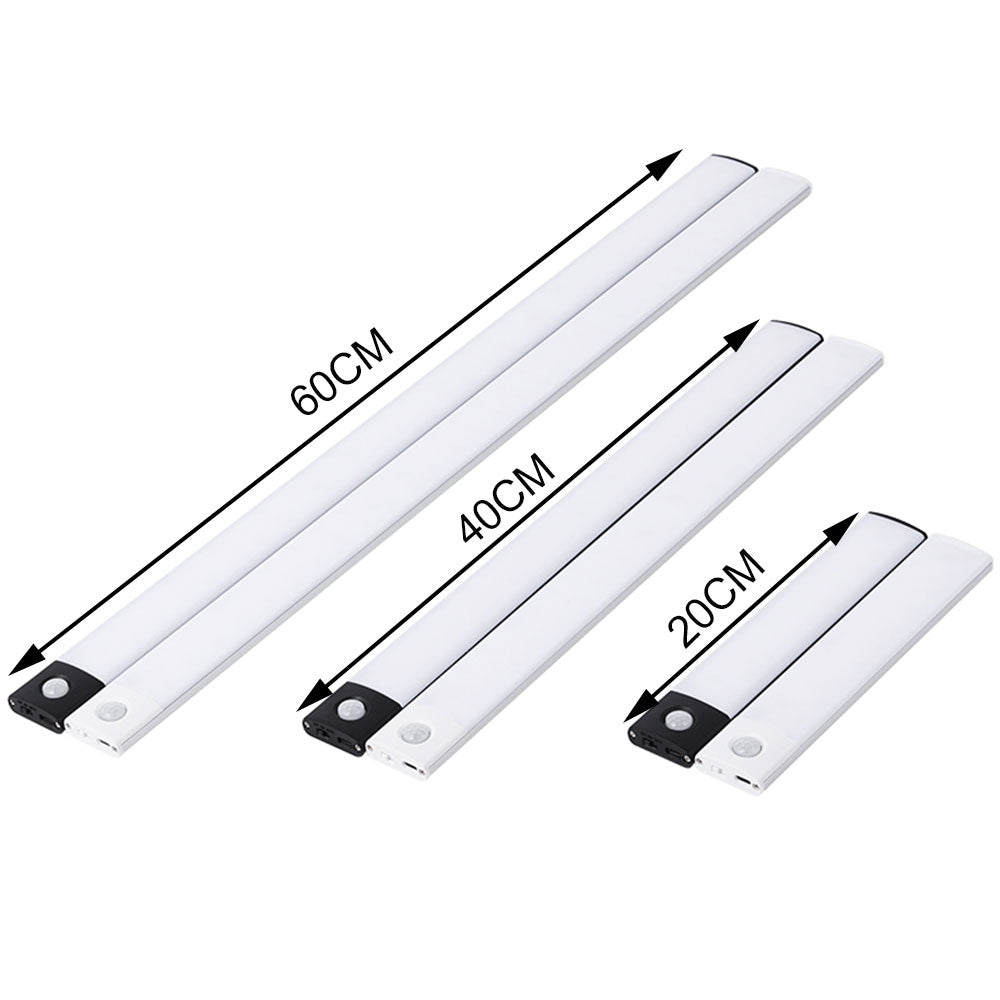 Luz Led con Sensor de movimiento recargable por USB para armario de cocina, iluminación de armario, luz nocturna LED de 10cm/20cm/40cm/60cm
