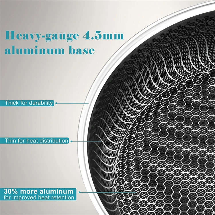 Sartén de acero inoxidable LMETJMA, sartén antiadherente de panal con tapa, cocinas eléctricas de Gas de cerámica de inducción compatibles con KC0480