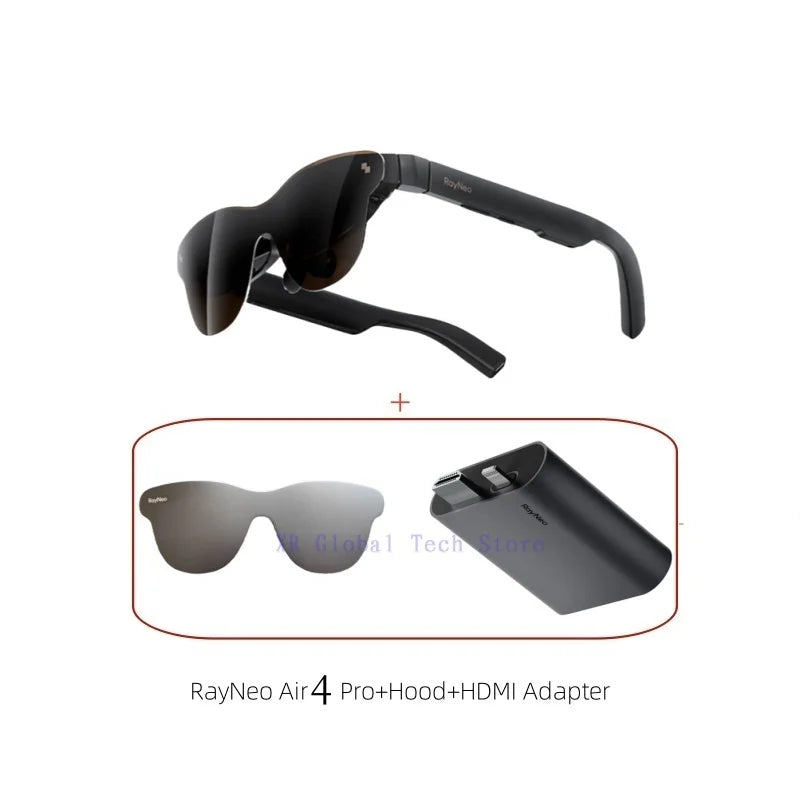 Gafas AR inteligentes RayNeo Air 4 Pro, compatible con HDR10, 3840 Hz, 4 parlantes, 1200 lentes, pantalla micro-OLED de doble capa, transparente