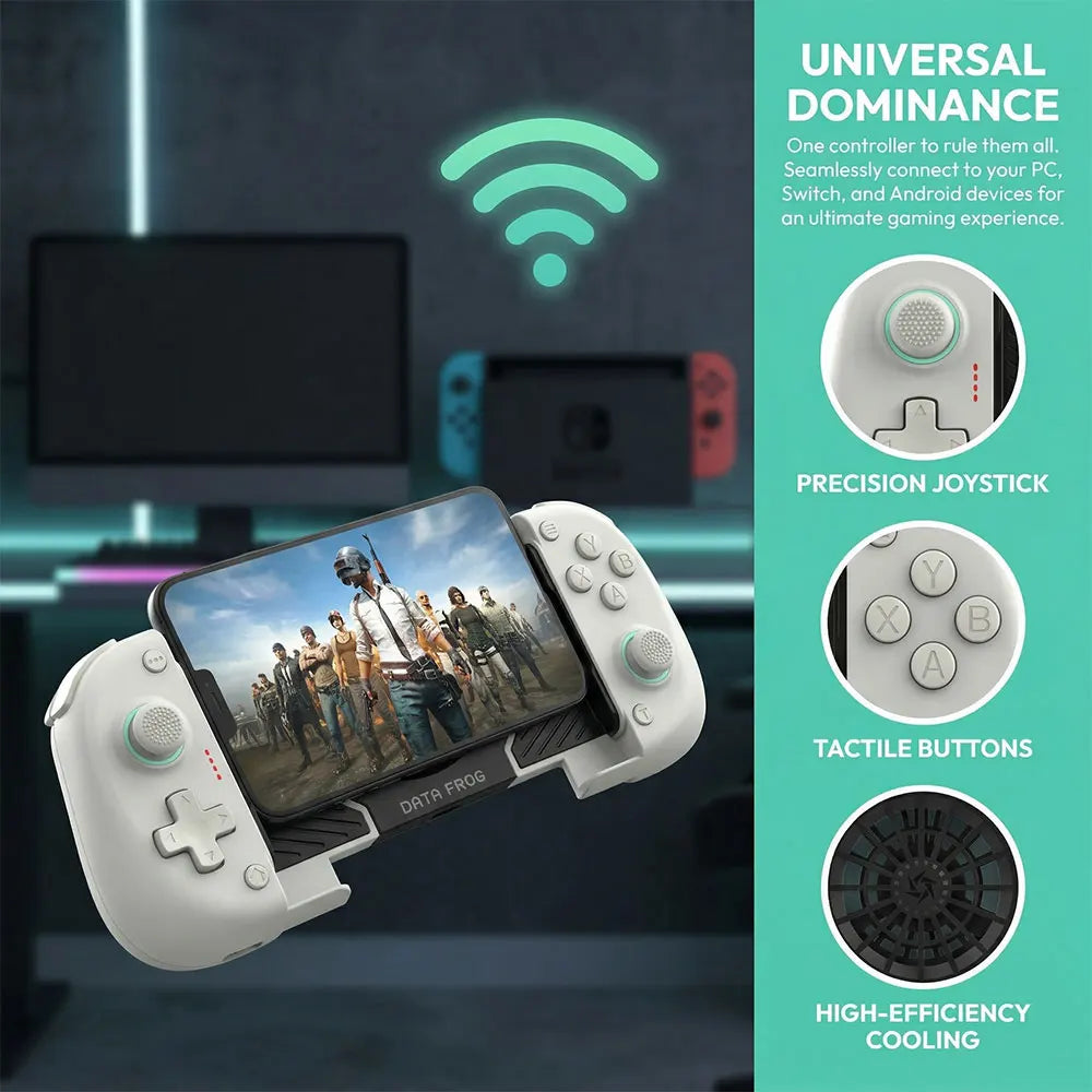 Controlador de Juego Inalámbrico con Ventilador de Refrigeración, Gamepad Extensible para Android, iOS, PC/Switch, Xbox con Joysticks de Efecto Hall