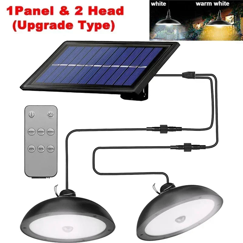 Lámpara Solar Exterior Doble Cabeza con Control Remoto