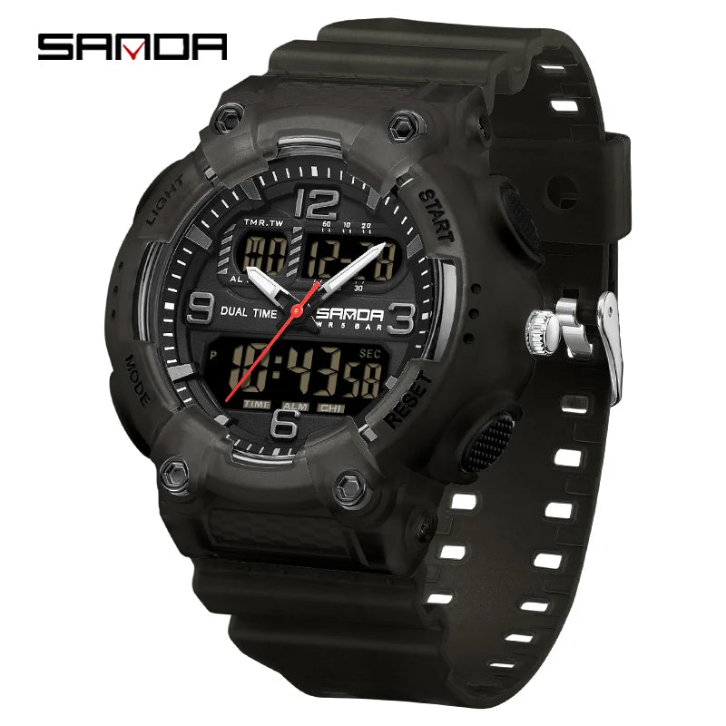 Reloj Digital Deportivo SANDA Pantalla Dual Resistente al Agua 5 Bar