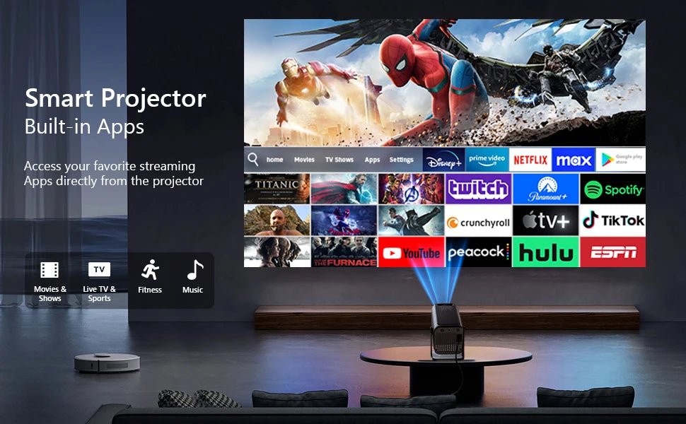 Proyector portátil HD 1080P 4K HY500 Android con espejo de pantalla inalámbrico