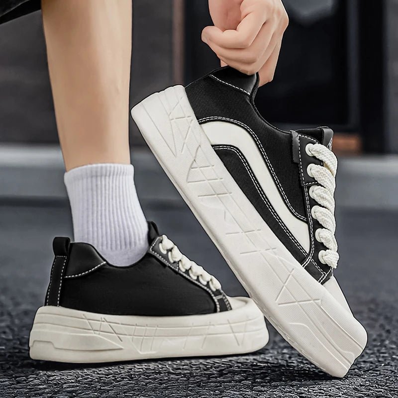 Zapatillas de skate de lona con plataforma y suela geométrica antideslizante