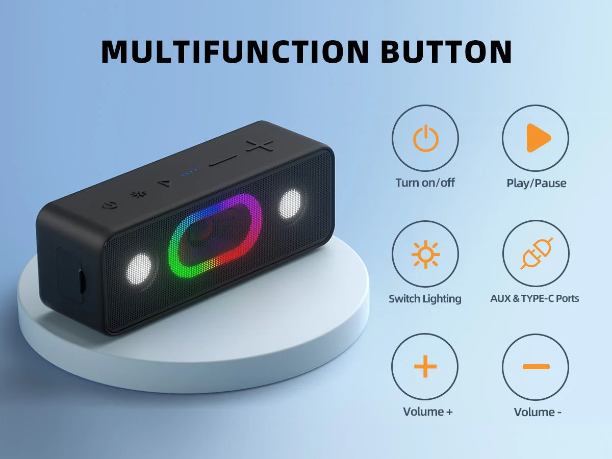 Ortizan S11 Altavoz Bluetooth portátil con luces Altavoces de computadora Bluetooth para escritorio, altavoces para juegos para PC, computadora portátil, tableta