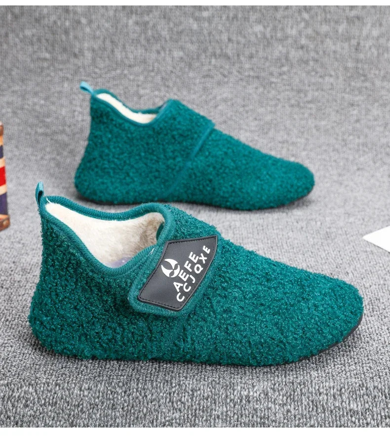 YRZL zapatos de algodón de invierno para hombre, zapatillas ligeras sin cordones cálidas, mocasines de algodón de felpa para dormitorio y hogar, zapatos cálidos de invierno para hombre