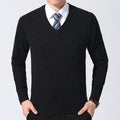 2025 nueva marca de moda suéter para hombre jersey con cuello en V jerséis ajustados tejido grueso cálido otoño estilo coreano ropa Casual para hombre