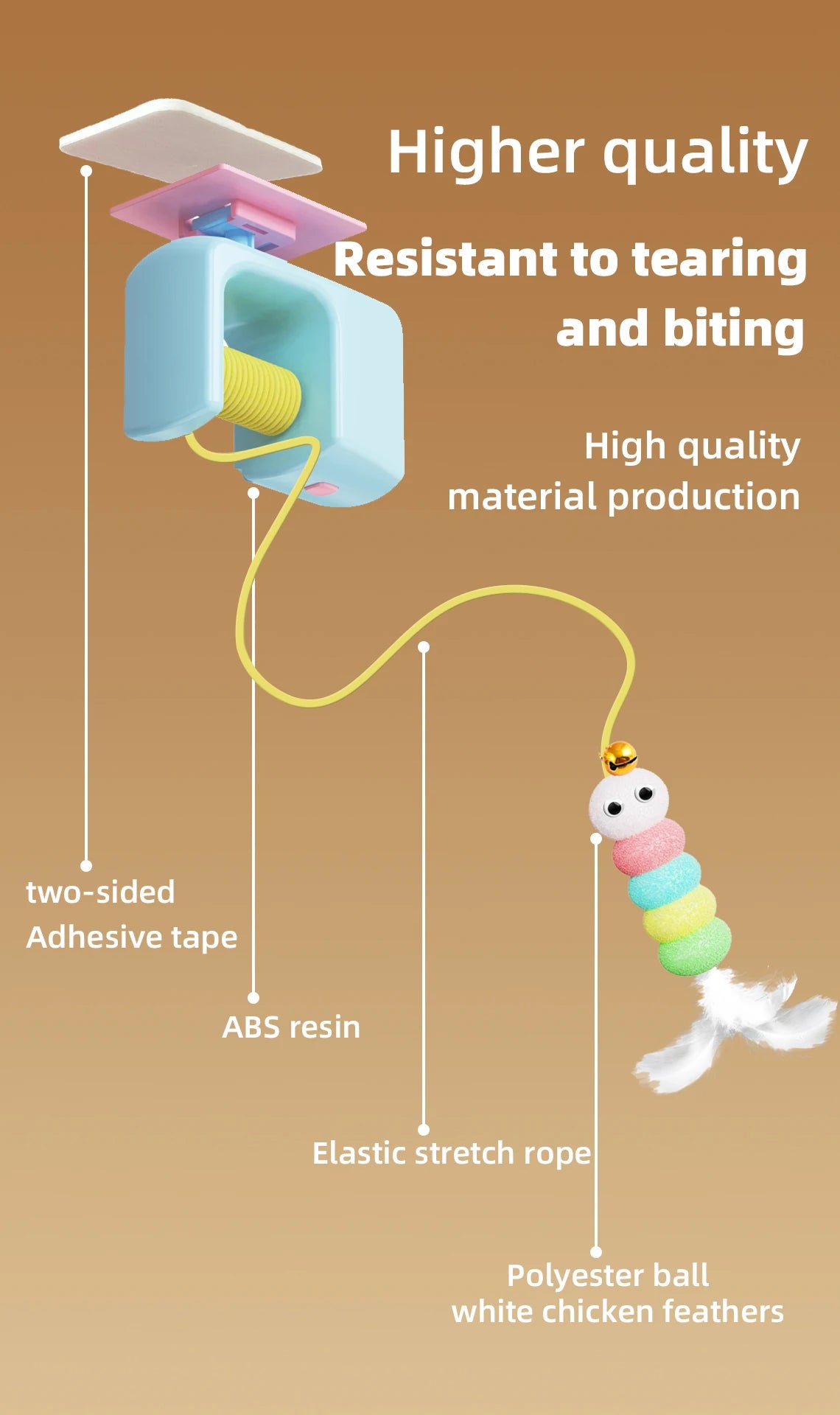 Juguete para Gatos, Alivia el Estrés, Recargable, Interactivo, Colgante de Puerta, Automático, Eléctrico, Pájaro Volador, con Cuerda Elástica para Cazar