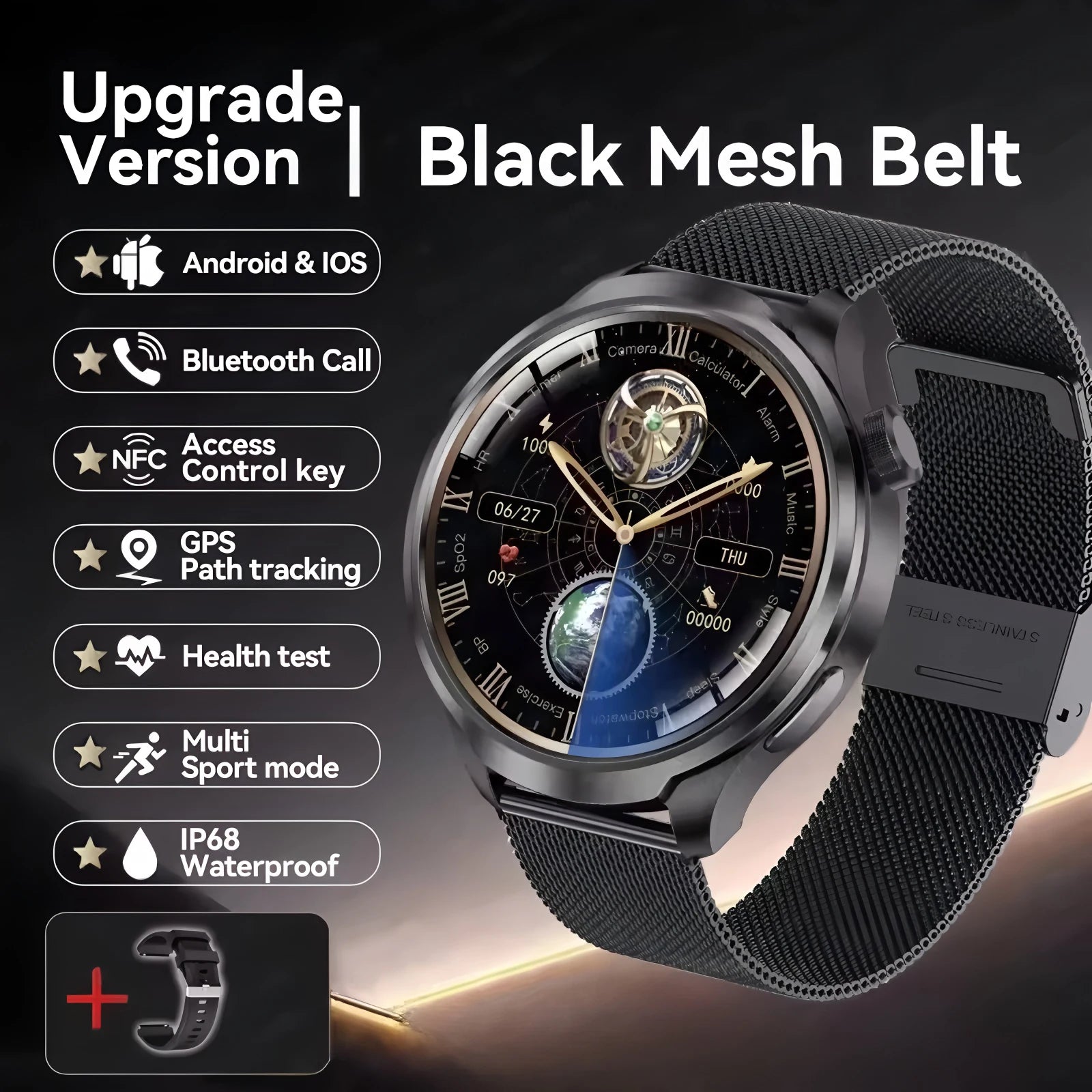 Smartwatch Deportivo GPS para Hombre, Pantalla AMOLED 1.85 Pulgadas