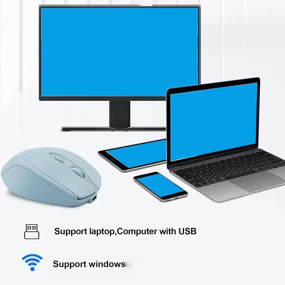 Ratón inalámbrico recargable para ordenador, Mouse inalámbrico Compatible con Bluetooth de 2,4G, USB, silencioso, para PC, portátil, Macbook y tableta