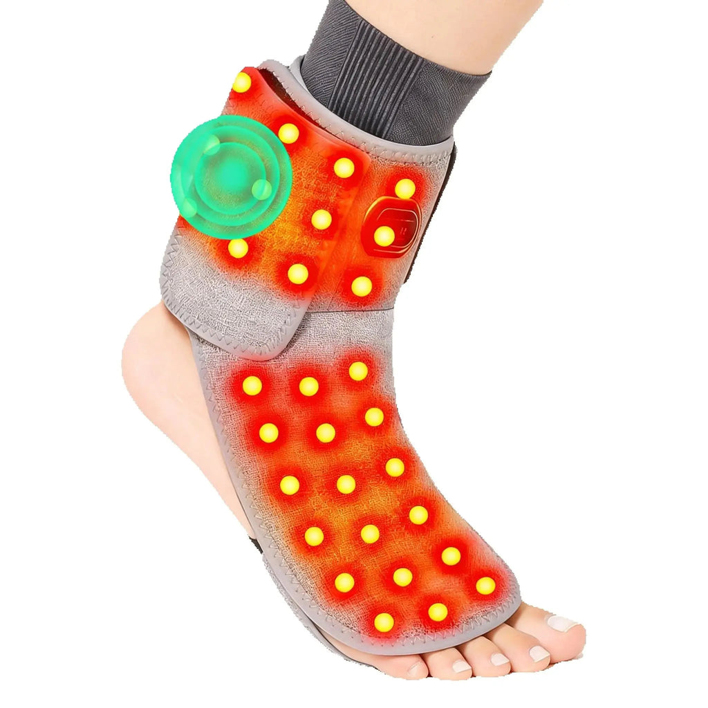 Manguito Térmico Rojo para Tobillo y Espalda con Función de Masaje Vibratorio que Alivia el Dolor y la Fatiga en las Articulaciones del Pie