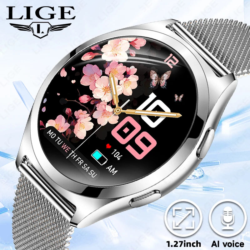 Smartwatch LIGE para mujer con pantalla HD 1,27" y monitor de salud