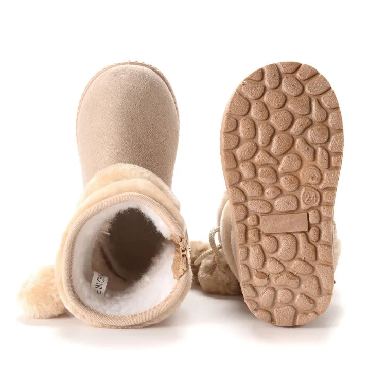 Nuevas botas de nieve para niñas, botas de invierno cómodas y gruesas y cálidas para niños, botas gruesas de otoño para niños, zapatos de princesa