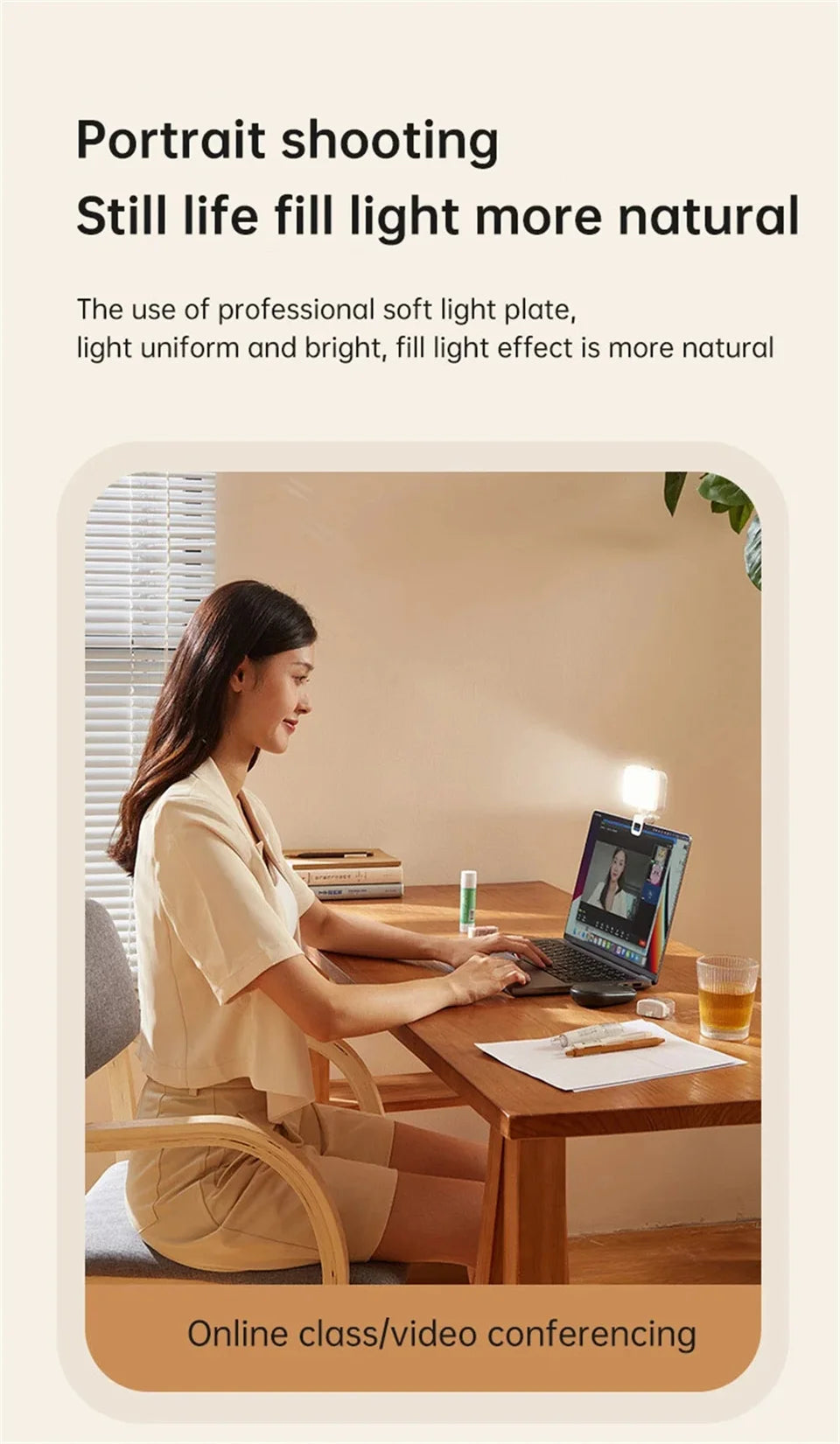 Luz LED de bolsillo COOL DIER para selfies, compatible con iPhone, iPad, teléfonos móviles y portátiles, con clip, flash, luz de relleno para video y fotografía, lámpara de fotografía.
