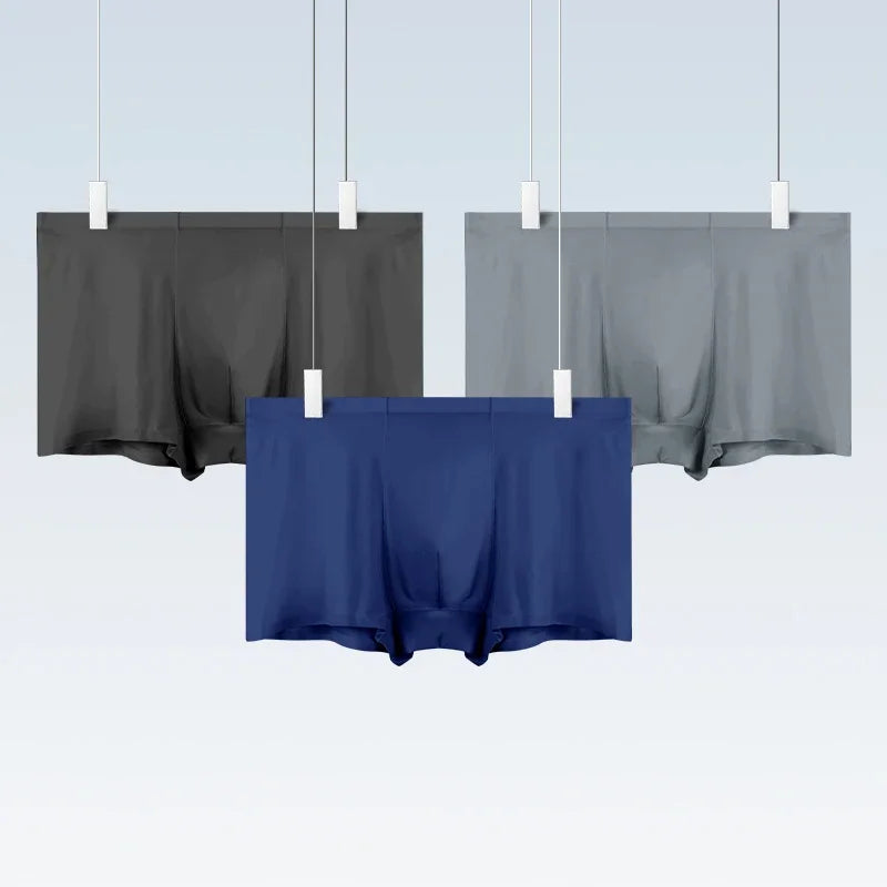 Ropa interior para hombre, venta al por mayor, boxers sin costuras de seda helada, antibacterianos, transpirables, deportivos, finos y cómodos de verano