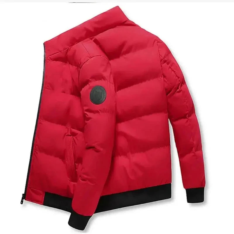 Chaqueta Gruesa con Cremallera para Hombre — Color Sólido, Otoño/Invierno