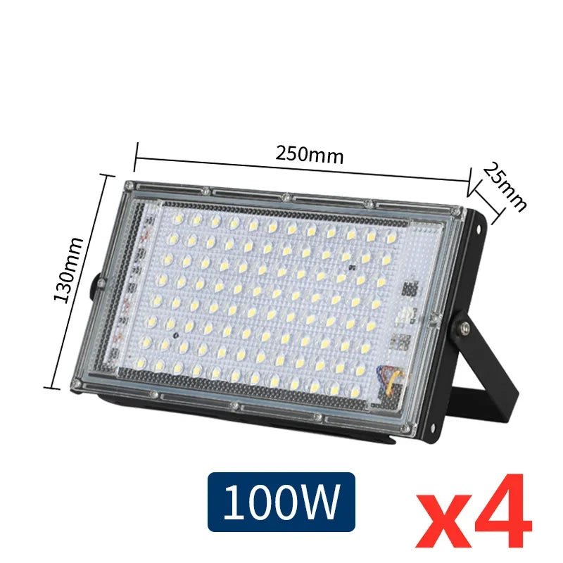 Reflector LED 50W/100W IP65 Impermeable para Jardín, Garaje y Exteriores x4