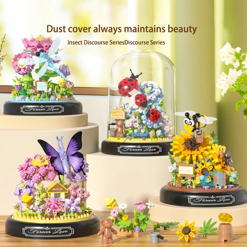 Bloques de Construcción de Flores e Insectos DIY con Cubierta