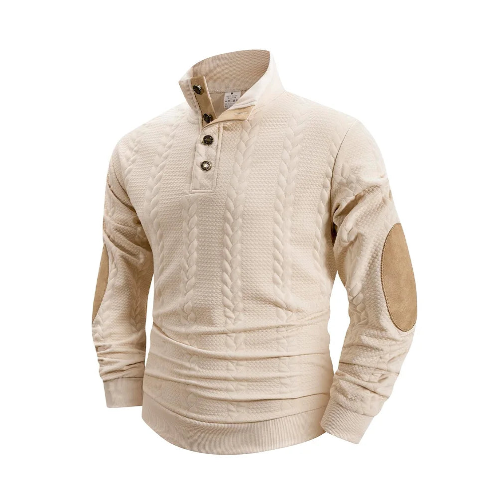 Suéter Tejido Jacquard Hombre Cuello Alto con Botones