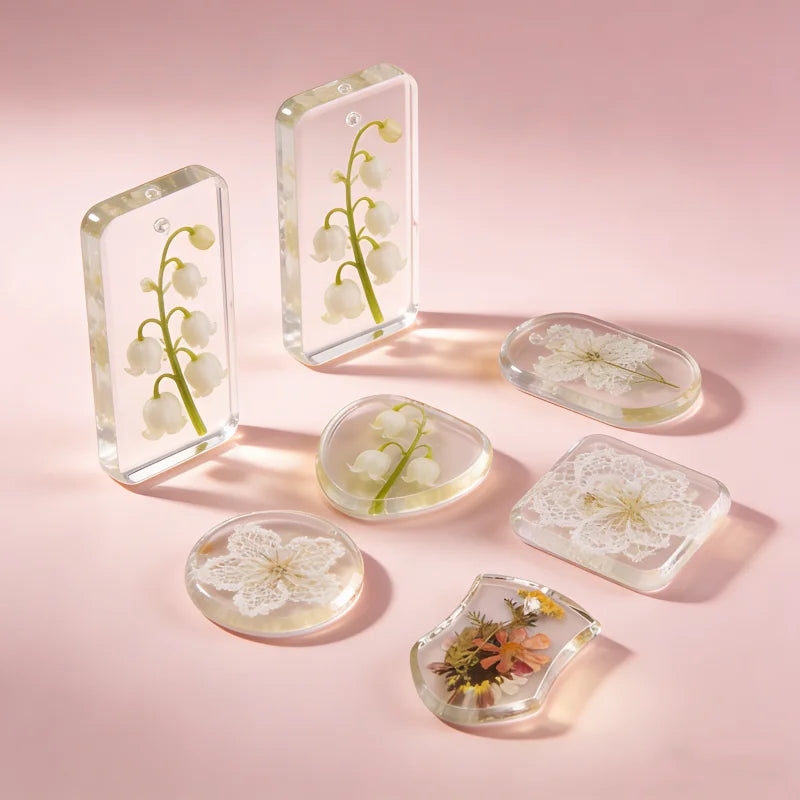 Moldes de Resina de Silicona para Epoxi Cristalino DIY, 6 Estilos de Colgantes y Etiquetas con Superficie de Espejo: Redondos, Ovalados, Cuadrados