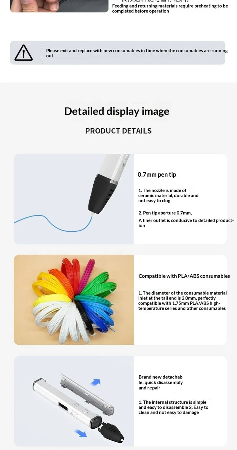 Lápiz 3D Profesional con Pantalla OLED y Control de Temperatura