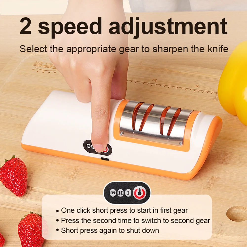 Afilador de cuchillos eléctrico, utensilios de cocina totalmente automáticos, afilador de cuchillos potente profesional de 4 velocidades, cuchillo de cocina doméstico sh