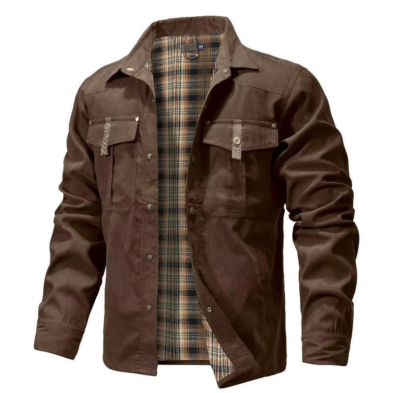 Chaquetas para hombre, camisa forrada de franela de primavera, abrigo, sudadera informal con botones a presión, estilo vaquero occidental, Top de alta calidad, talla estadounidense