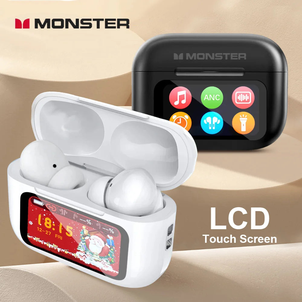 MONSTER Tws auriculares inalámbricos Bluetooth auriculares con sonido estéreo HD caja de carga pantalla táctil LCD auriculares intrauditivos deportivos