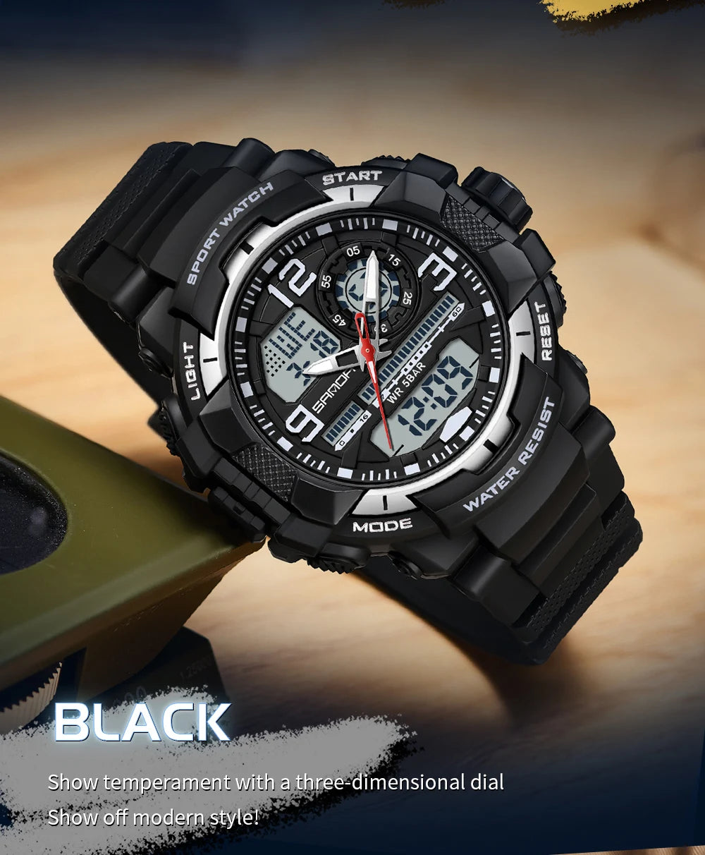 Reloj Deportivo SANDA Doble Pantalla para Hombre con Cronómetro