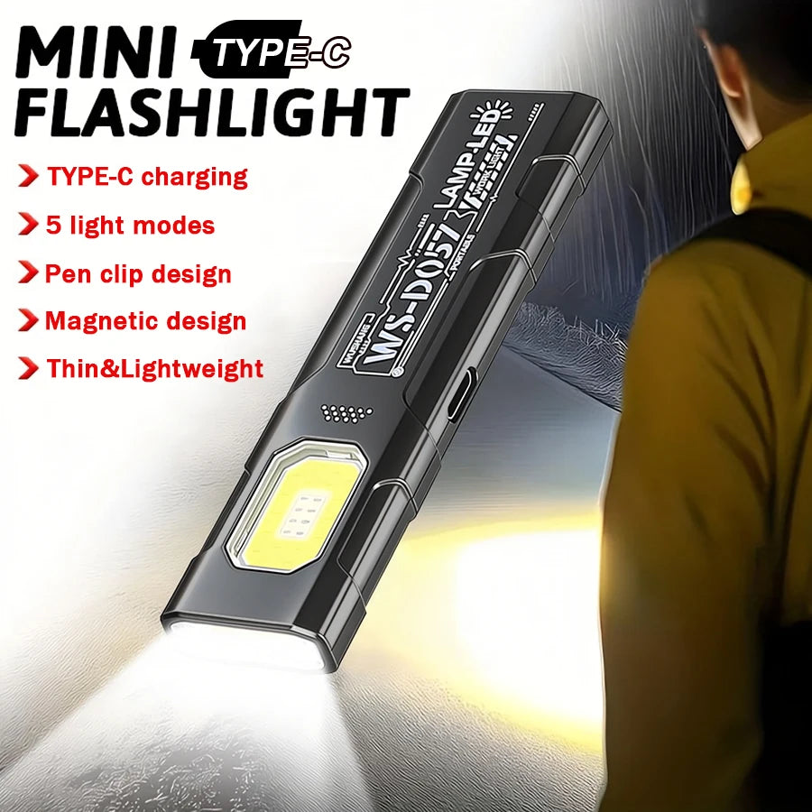 Mini Linterna LED Portátil Recargable con Agarre Magnético